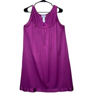 Vanity Fair Nightgown Lingerie Sleep Dress Plum Purple Satin Trim Y2K M Cottage